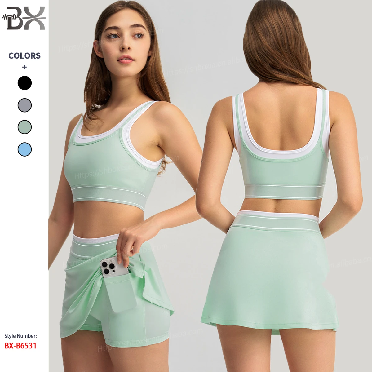 Custom Logo Striped Color Blocking Fitness Suits for Women 2-Piece Butt Lifting Gym Pilates Breathable Lightweight Yoga Sets