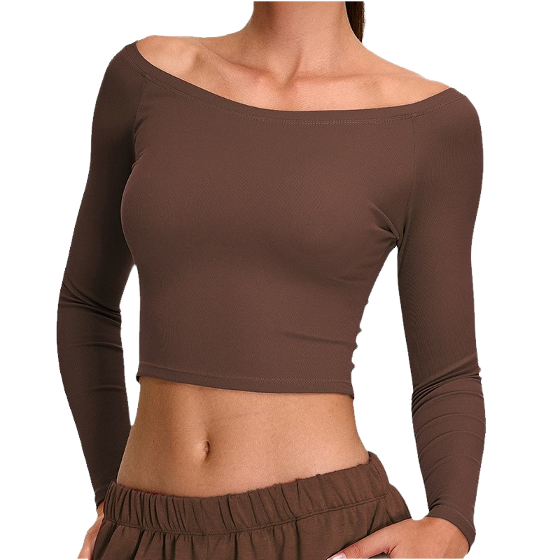 Women's Lightweight Breathable Spandex/Nylon Long Sleeve Racerback Yoga Top Four-Way Stretch Pilates Training Shirt Regular Fit