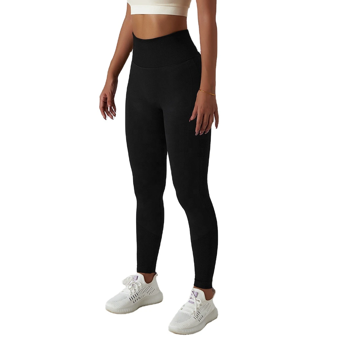 wholesale Yoga Pants Three Section Waist Pull Pleats Lift Hips Low Waist Fitness Seamless Exercise Pant for Women