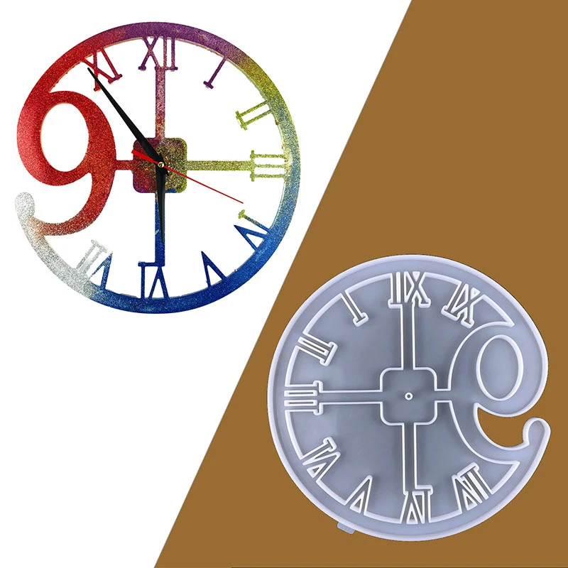 DIY Roman Numeral Clock Silicone Mold Suitable for Living Room Wall Clock Pendant Resin Mold Home Decoration