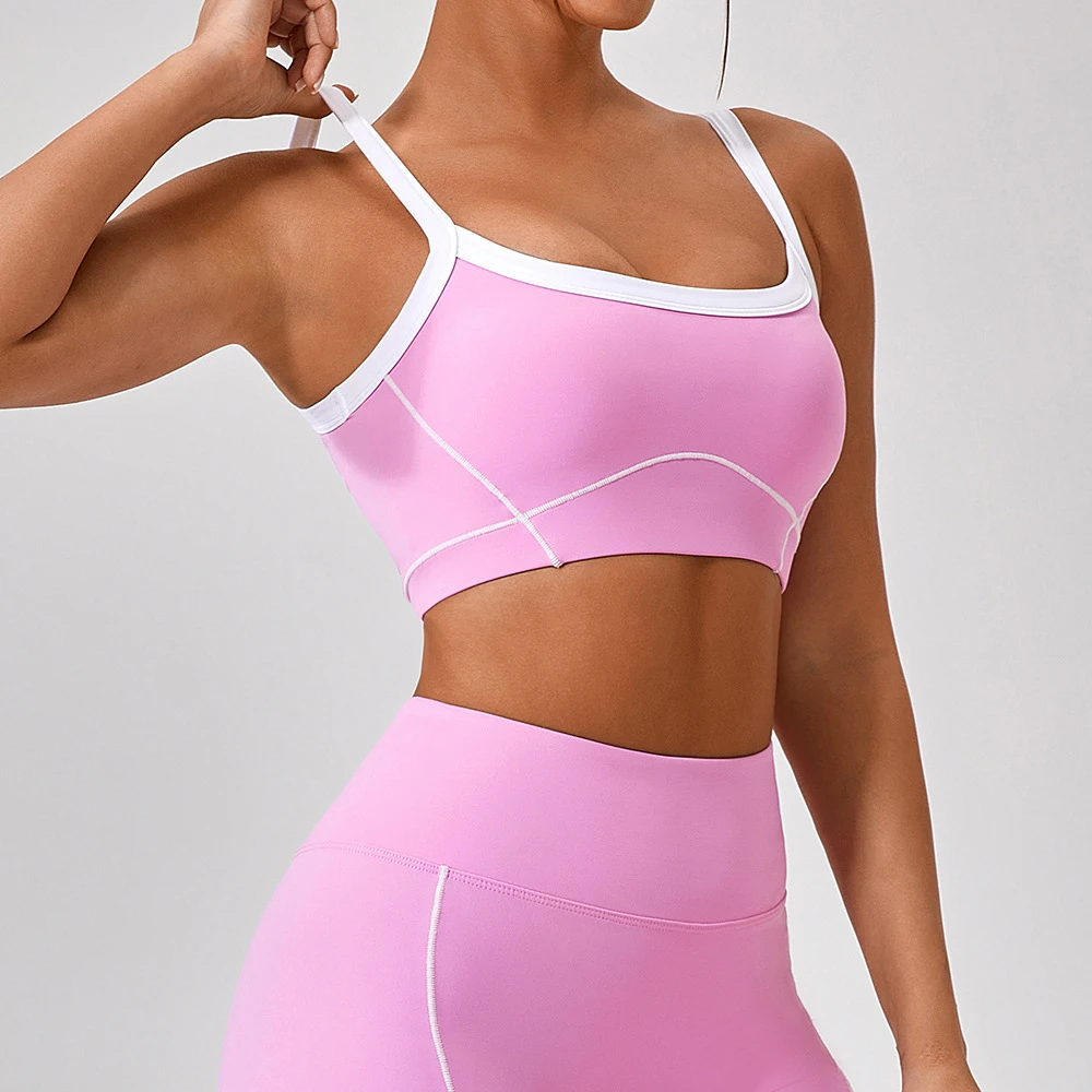 Custom square Neck Fashion Hot High Support Padded Backless Running Sports Bra for Women