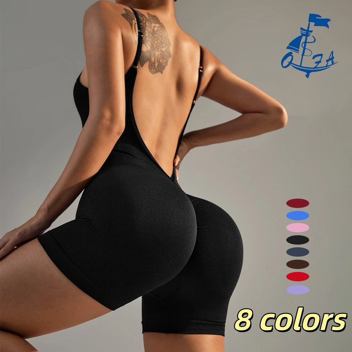L-24901 New Women's Fitness Bodysuit Backless Jumpsuit Shaping Gym Bodysuit Highly Elastic Yoga Jumpsuit Breathable Sportswear