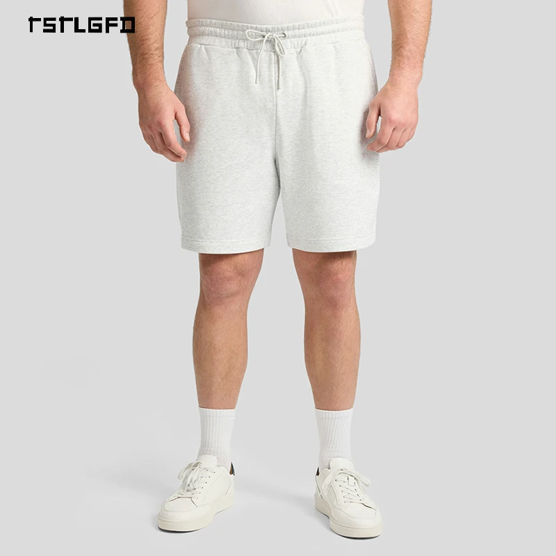Men 100% Cotton Terry Sweat Shorts Drawstring Elastic Waist Casual Sport Shorts