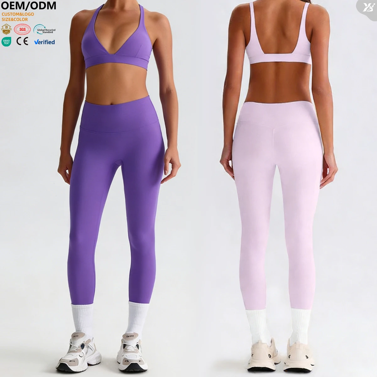 XW-AWX8001-2+ACK8001 Wholesale Gym Clothing Fitness Custom Bra Leggings Sports Apparel Workout Outfit 2 Piece Yoga Wear Set
