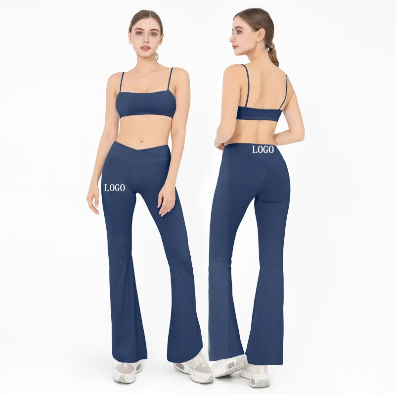 Navy Blue Yoga Sets Two Pieces Sets Sport Bra Leggings for Women Gym Clothing Workout Sport Bra Breathable Yoga Clothing