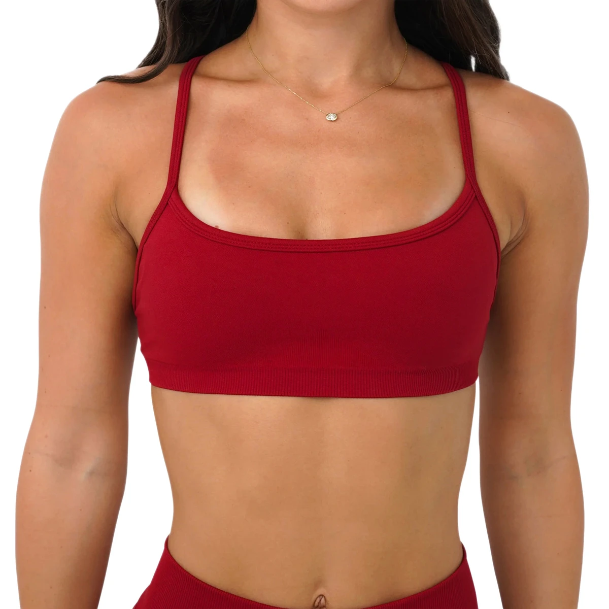 High Quality Women's High-Elastic Yoga Bra Matte Nylon Four-Way Detachable Shoulder Straps Seamless Sports Bra