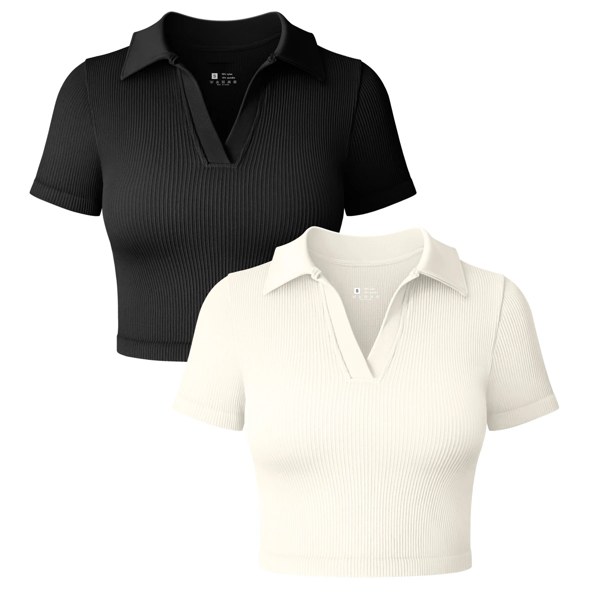 High Quality V-neck Ribbed Short Sleeved Fitness Yoga Top