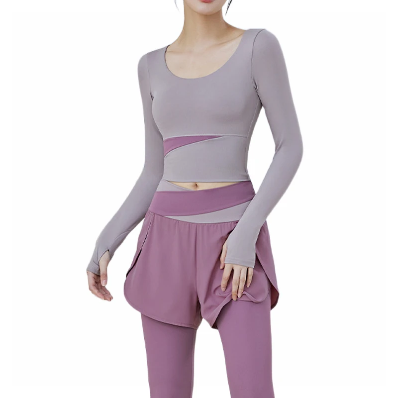 New Color-Block Yoga Set, Slim-Fit & Figure-Flattering Sports Suit, Women's Anti-Glare Yoga Outfit for Running