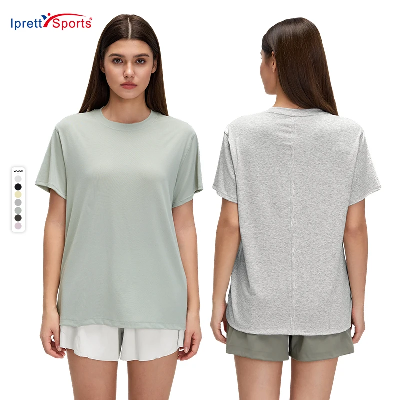 Women's Round Neck Sports Shorts Sleeve Women's Running Fitness Top Casual Loose T-shirts Quick Dry Breathable for Yoga