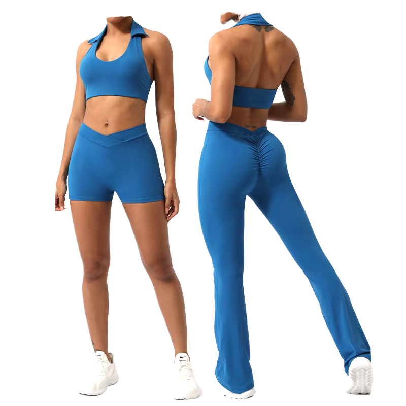 Quick-dry Breathable Eco-Friendly Solid Yoga Set Tight-fitting Slimming Outdoor Fitness Sports Bra Shorts 4-Piece Set Running