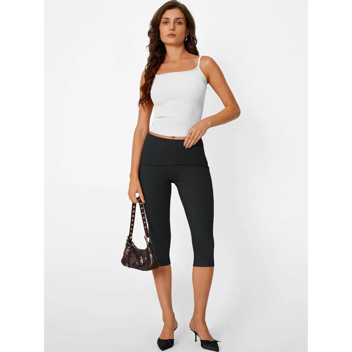 Trendy High-Waisted FOXA Capri Leggings XXS Gym Yoga Pants Stretch Ankle-Length Casual Bottoms for Women Summer Athletic
