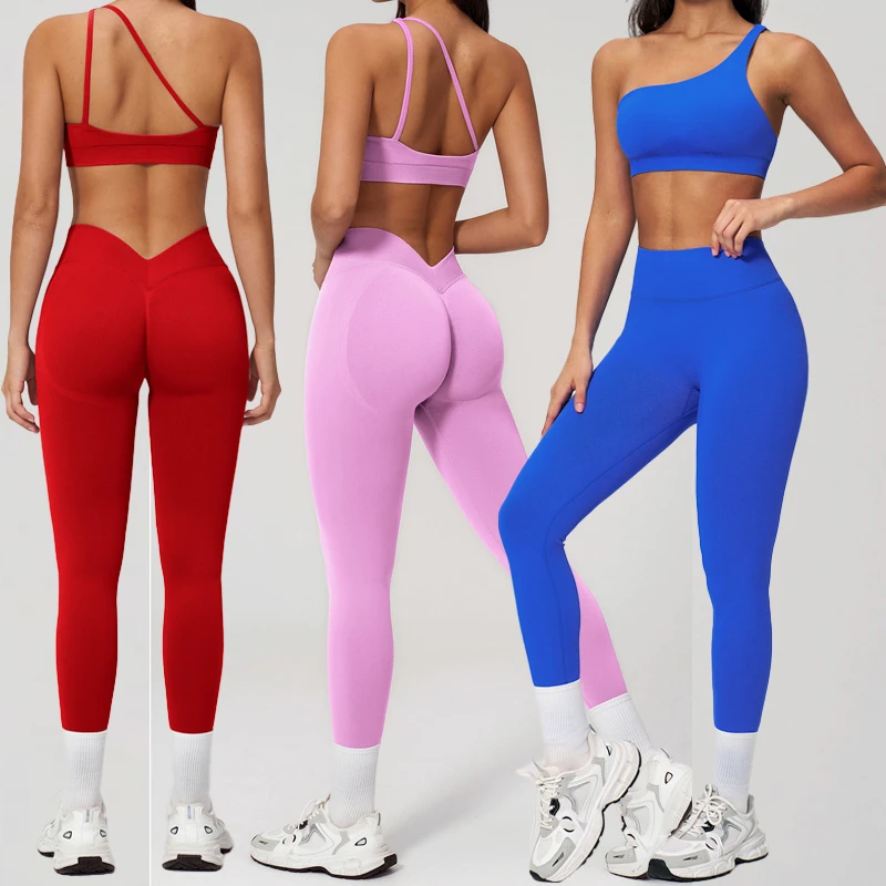2026 Women's Solid 2-Piece Yoga Set Soft Nylon/Spandex Hollow Back Seamless Breathable Tank Top High Waist Butt Lift Leggings
