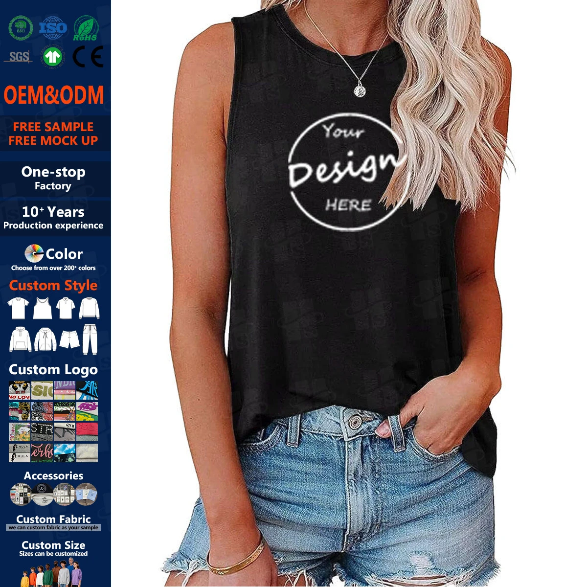 Custom Quick Dry Polyester Spandex Elastic Slim Fitted Gym Yoga Ladies Sleeveless Shirt Screen Print Tank Top Cotton Women