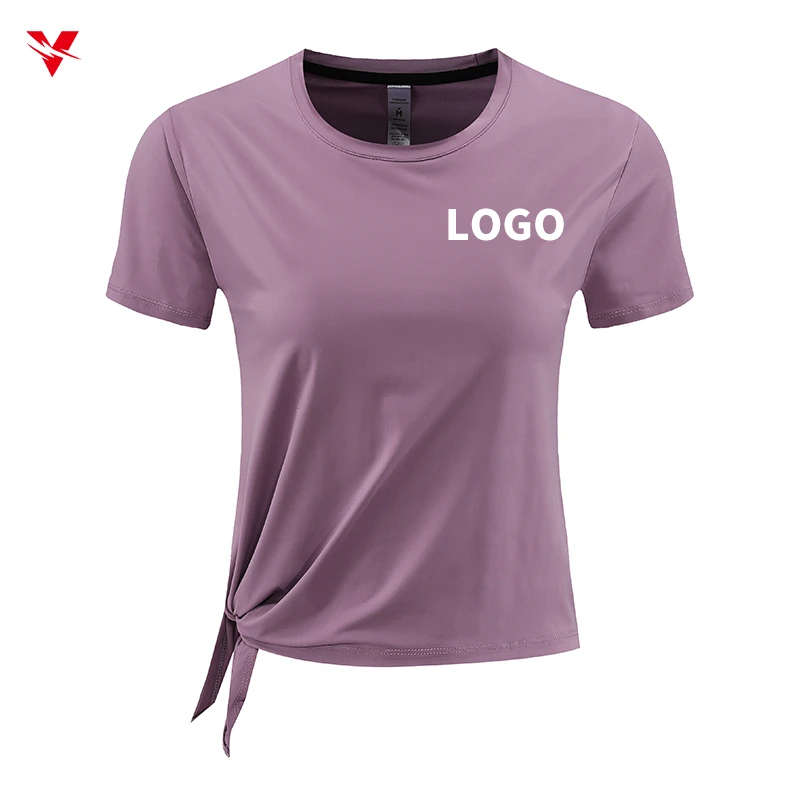 Polyester Women Fitness Short Sleeve Sports t Shirt Custom Quick-dry Gym Wear Breathable Training Tight Yoga Plain t Shirts 2121