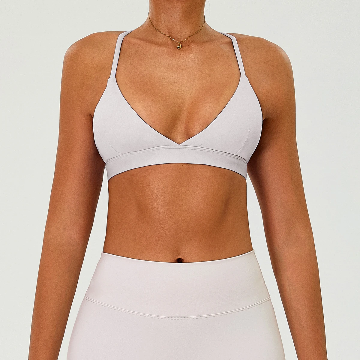 Oem Quick Dry Deep V Cross Back Sports Bra Spaghetti Straps Workout Gym Yoga Bra