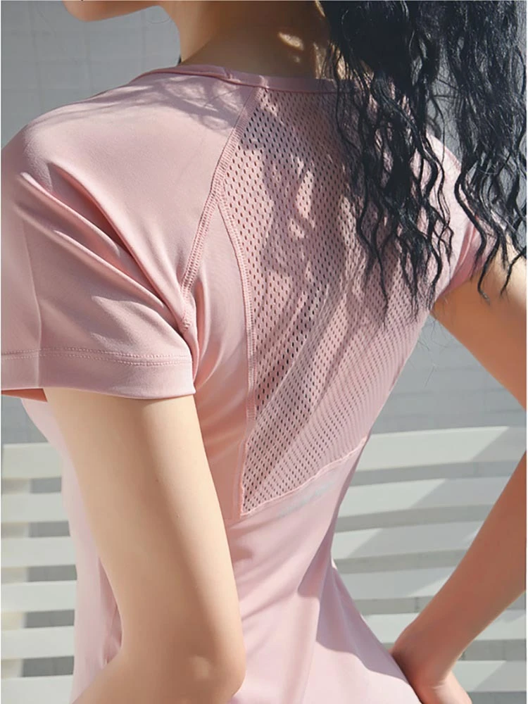 Women's Summer Sports Bra Windproof Breathable Sexy Fitness Yoga Top Quick Dry Training Back Workout T-shirt Short Sleeve Solid