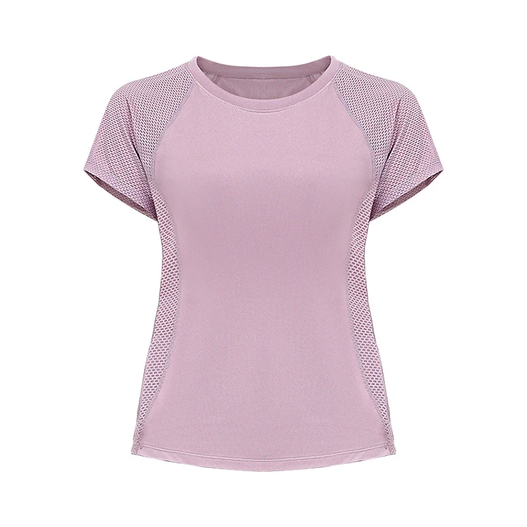 New Design Loose Running Sports Short Sleeve Mesh Yoga T-shirt Tops Quick-drying Plain Women's Tennis Shirt