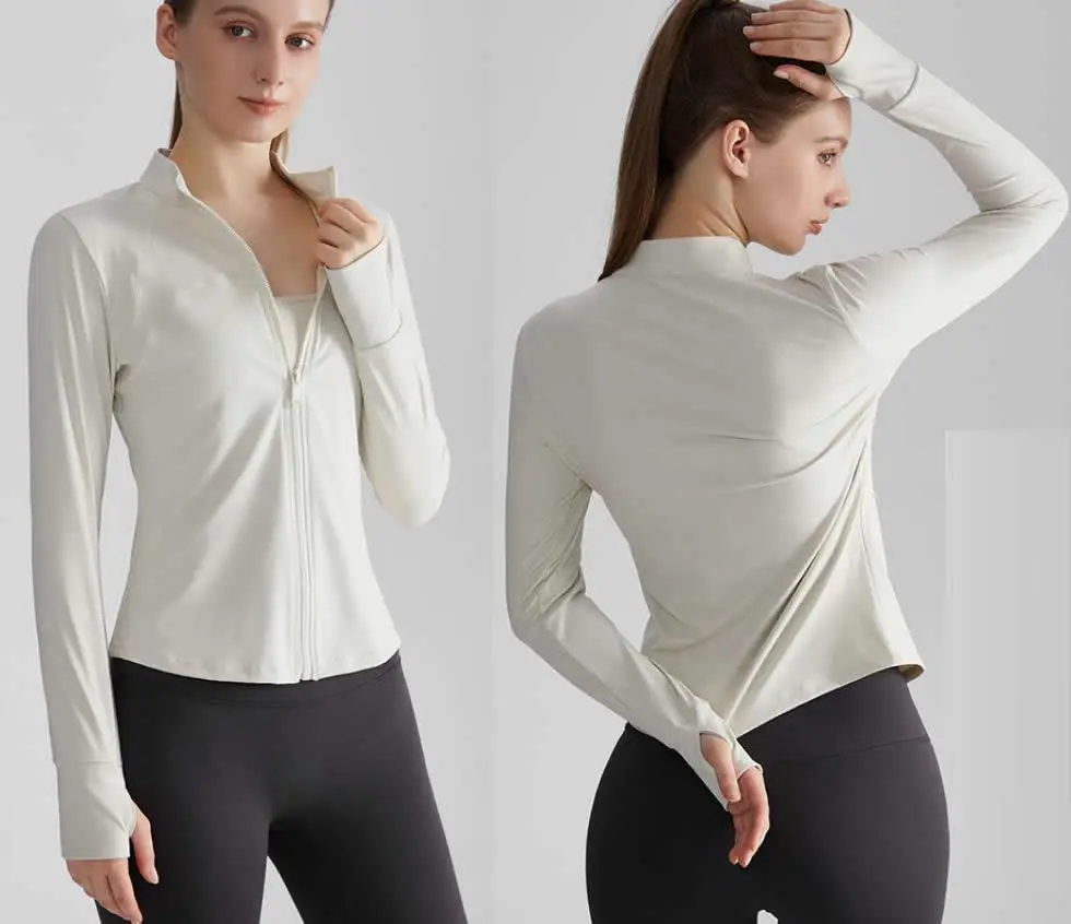 Elastic Lady Jackets Factory Custom Logo Women Fitness Jackets Outdoor Running Sports Gym Yoga Clothing Gym Sport Top