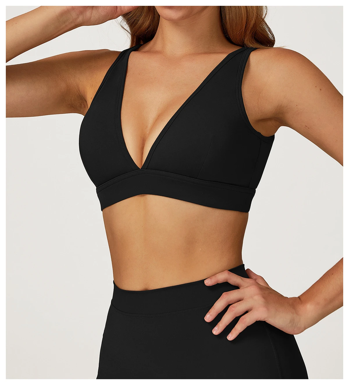 Deep V Neck Hot Selling Yoga Bra Tank Top Padded Chest Plus Size Square Backless Beauty Sportswear Classic Shockproof Gym Active