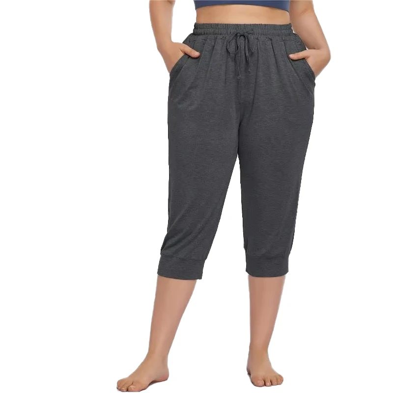 POVTY Custom Printed Women's Plus Size Joggers Drawstring Elastic Mid Waist Pleated Front Pockets Casual Loose Solid Buttery