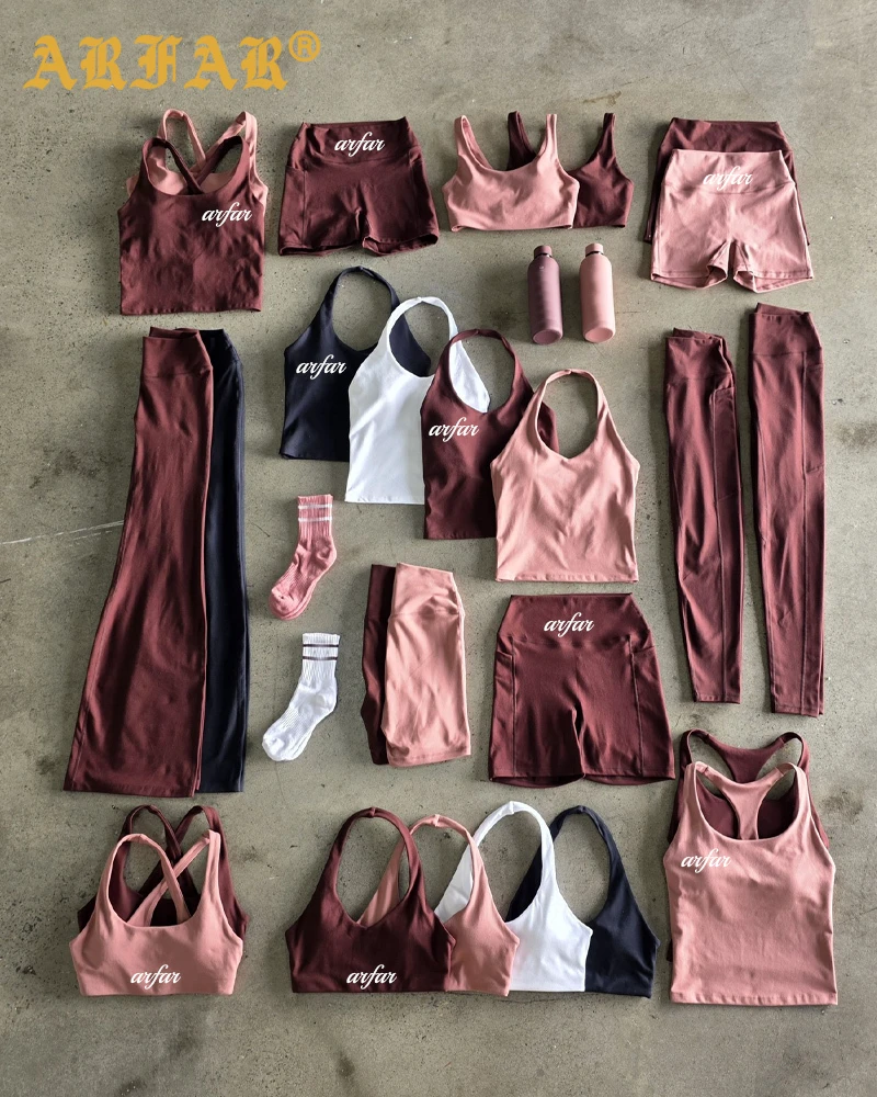 Custom Activewear Manufacturer Women Sports Bra tank Top High Waisted Shorts 4 Way Stretch Fabric Nylon Spandex 2 Piece Yoga Set