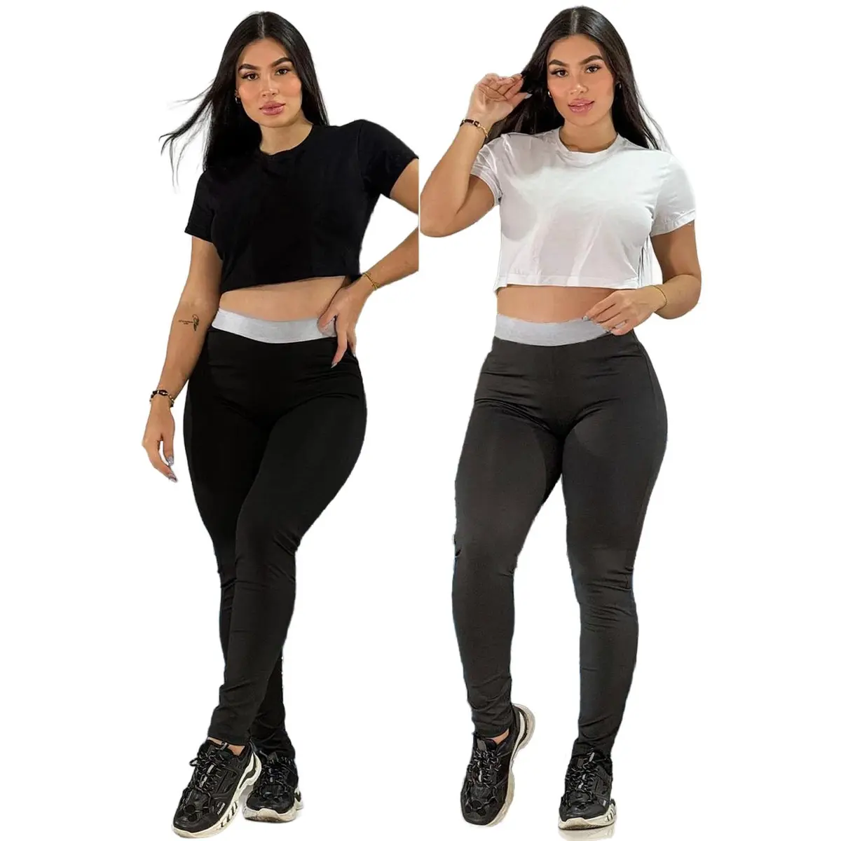 J5018 Women's Solid Color High-Elastic Soft Anti-Wrinkle Yoga Sports Fitness Two-Piece Set High Quality Top Grade