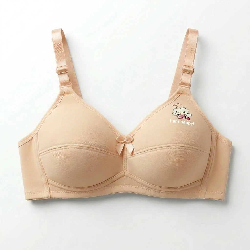 Factory Wholesale Teen Girls Wire-free Thin Fixed Padded Nylon Spandex Smooth Breathable Microfiber Bra For Daily Wear