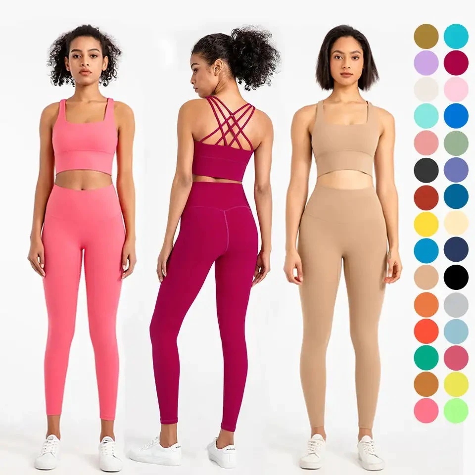 2023 Autumn Women Fitness Sports Gym 6-Piece Solid Active Stretch Nylon/Spandex Elastic Waist Sleeveless Activewear Workout