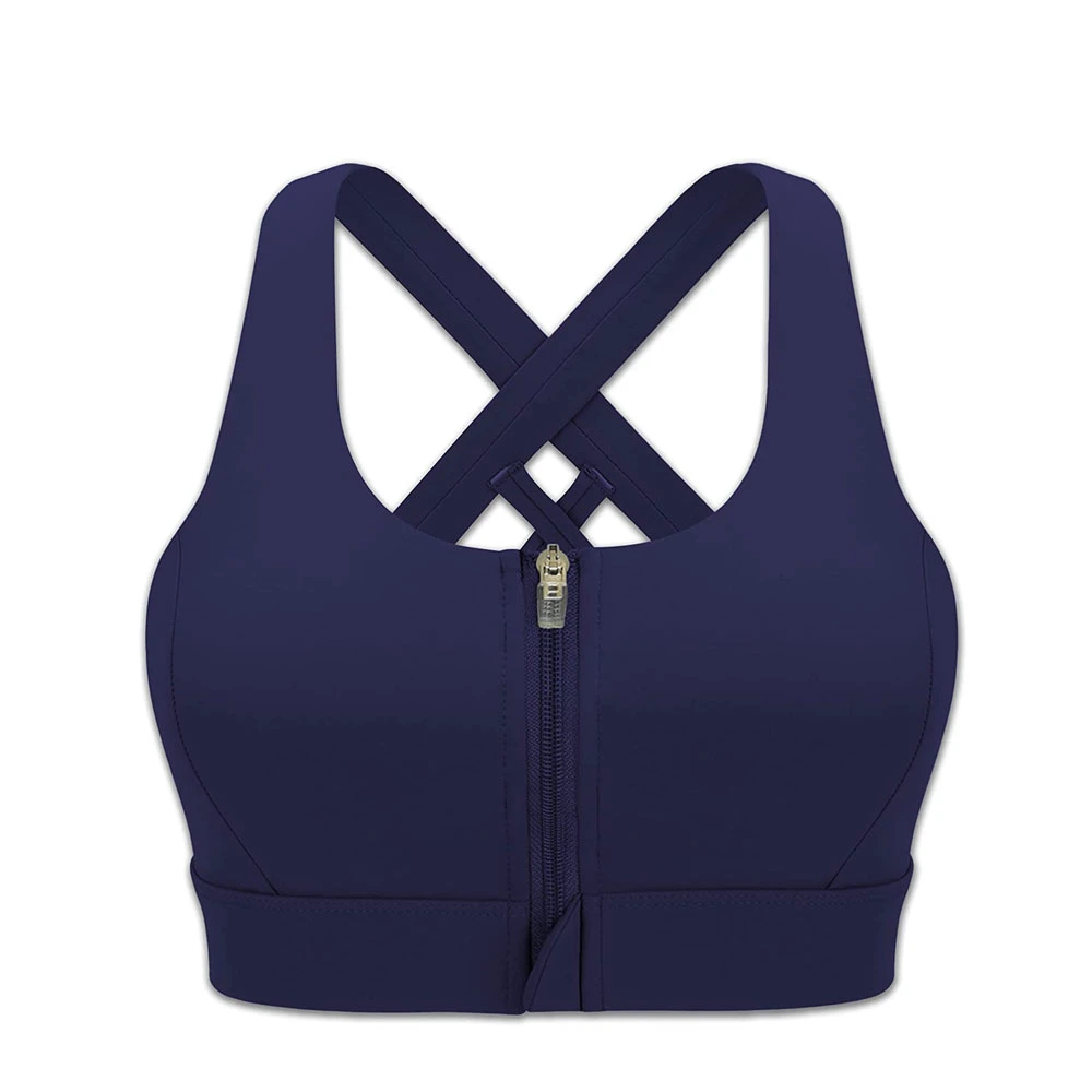 Front Zipper Sports Bra High Impact Support Wireless Workout Bra Women Breathable Yoga Crop Top Fitness Gym Activewear