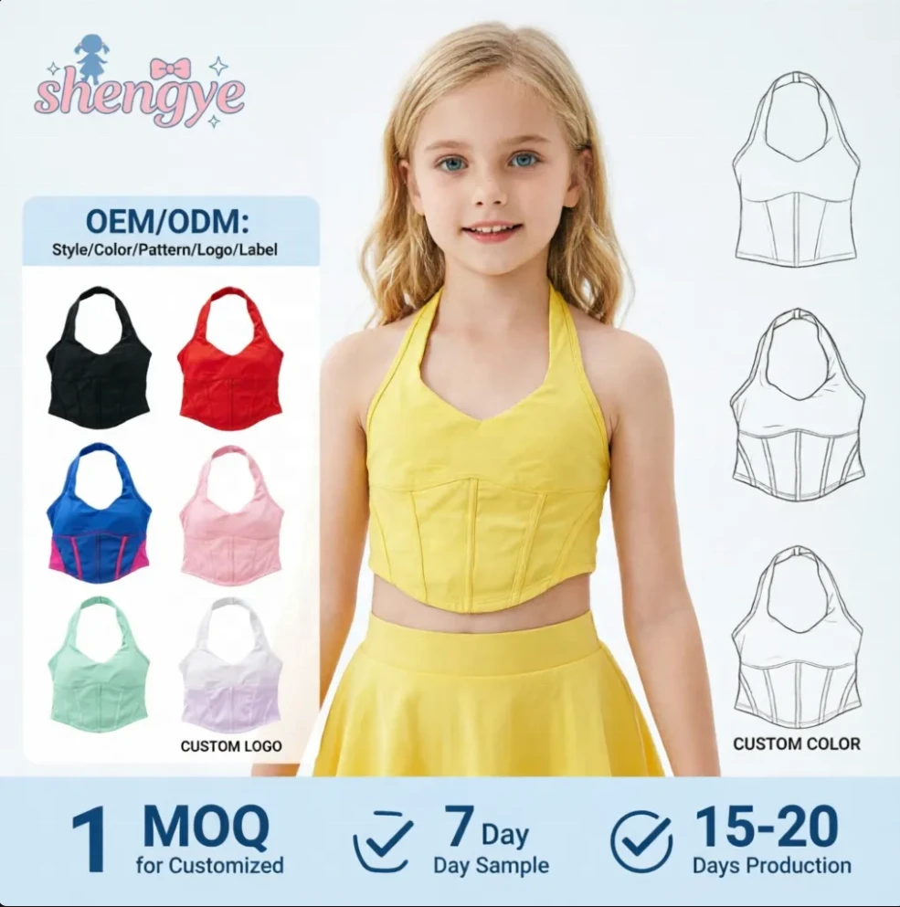 DH OEM Baby Girls Sports tank Shirt Shockproof Running Fitness Gym Yoga Top Outdoor Seamless Sports Bra