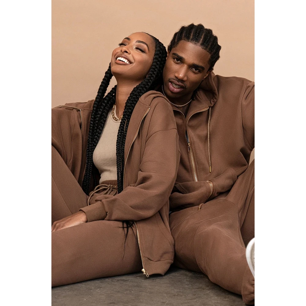 Custom Unisex Joggers And Hoodie Set Women Wholesale Two Piece Zipper Hoodie Suits Set Women Gym Workout Zip Up Hoodies Set