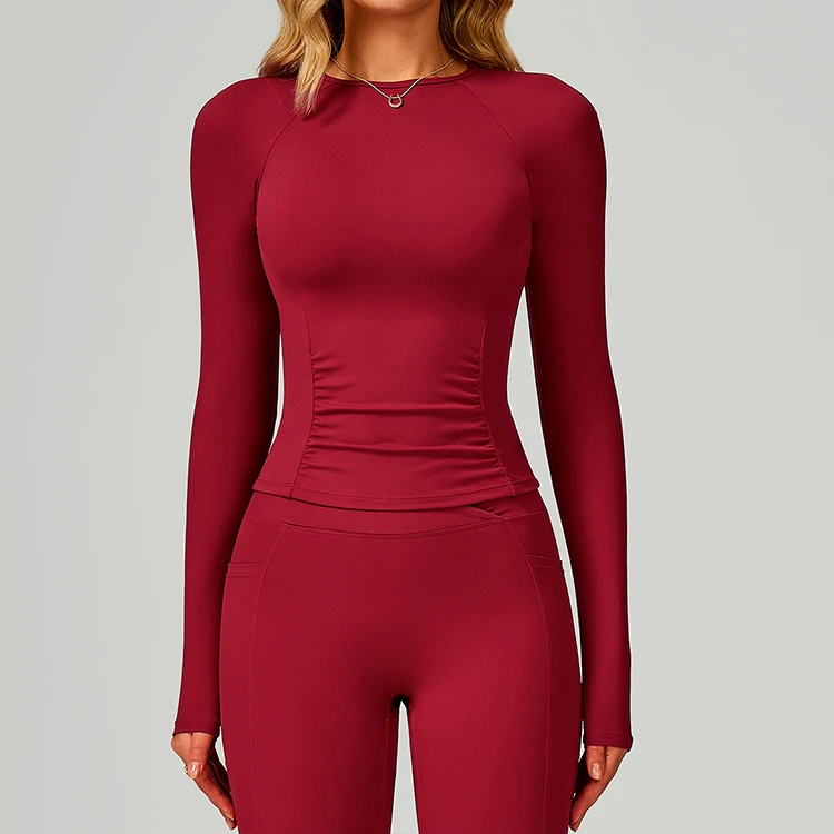 Sports Fitness Gym Shirt Pilates Running Exercise Long Sleeve Yoga Top Patchwork Long-Sleeve Slim Fit Yoga T-Shirt