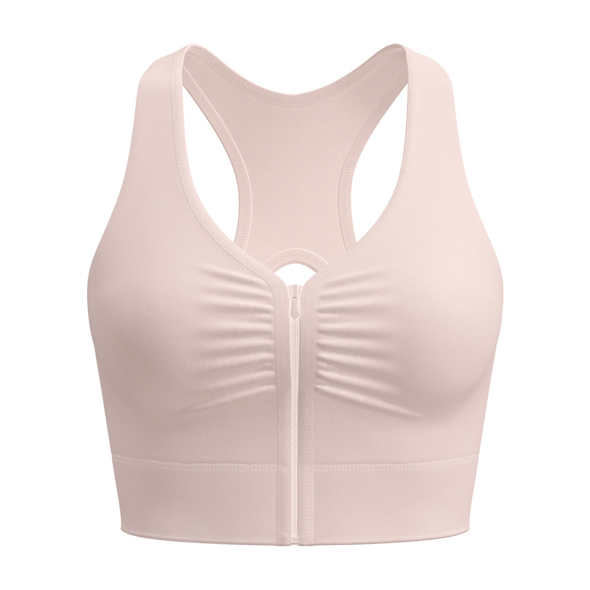 JYMN162/Front-zip Ruched Sports Bra For Women Spandex/Polyester Material Shock-absorbing Push-up Design For Running Gym