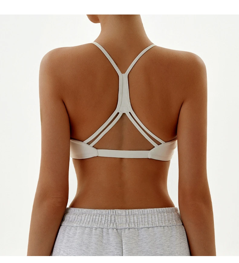 Sports Twist Front V Neck Beauty Back Sexy Breathable Women Tops Fitness Gym Wear Workout Push up Yoga Bra