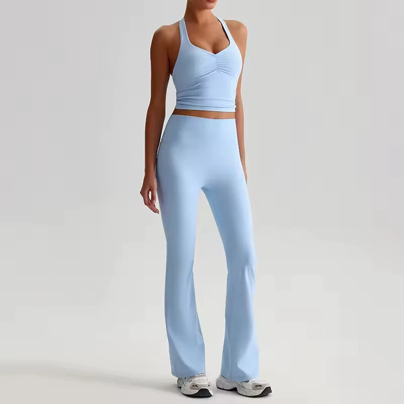 Advanced Fashion Gym Wear Sets Womens Fitness High Elasticity Display Peach Buttocks Sexy Waist Cinching Solid Color Yoga Set