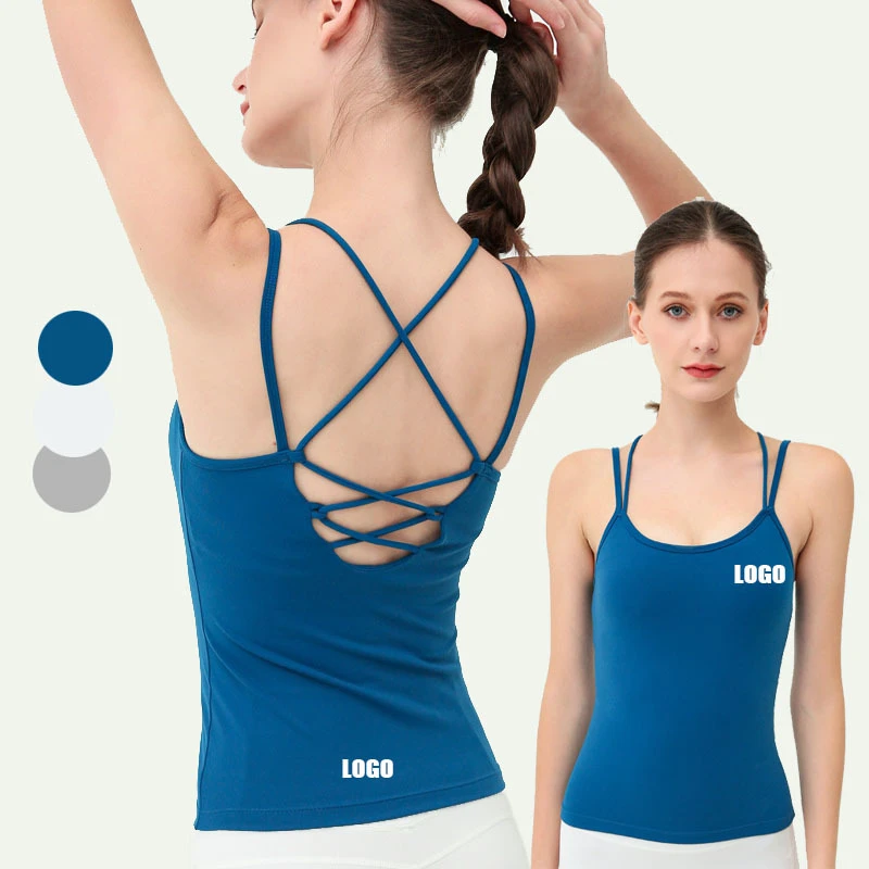 High-Stretch Crisscross Back Yoga Tank Top Built-In Bra Quick-Dry Fitness Wear for Running Dance Gym Workouts Breathable Design