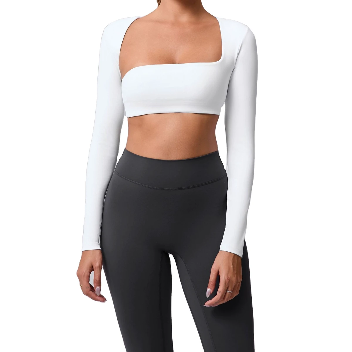 High Quality Breathable Stretchy Compression Lightweight Long Sleeve Halter Running Yoga Top for Women