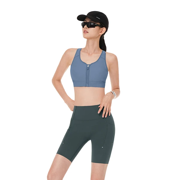FH Custom Logo Ribbed Yoga Vest With Zipper Women V Neck Padded Sports Bra Gym Fitness Workout Crop Top Sleeveless Yoga Tank Top