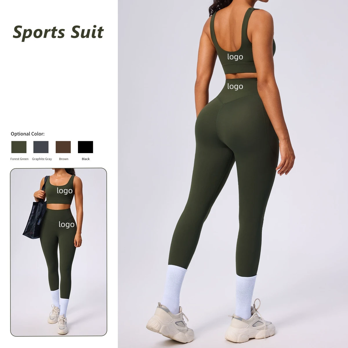 High Support Wide Strap Sports Bra With Yoga Leggings Side Pockets Quality Breathable Women Gym Wear Set