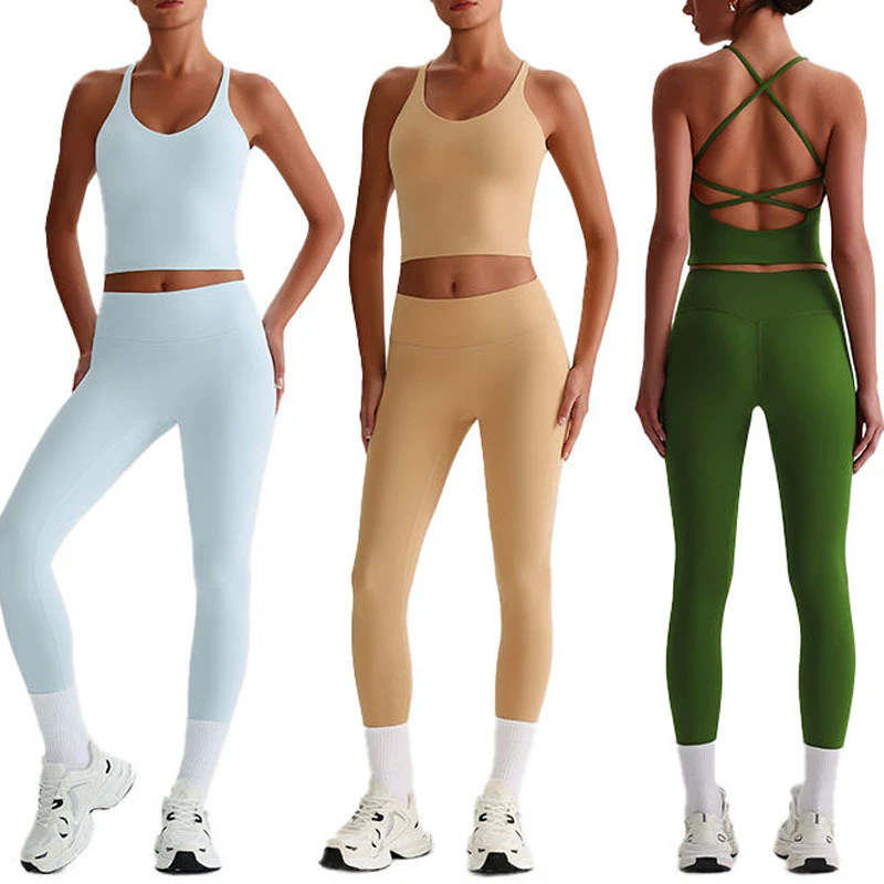 Cross Sports Tank Tops Women Round Neck Slim Fit Gym Longline Padded Crop Top Yoga Bra