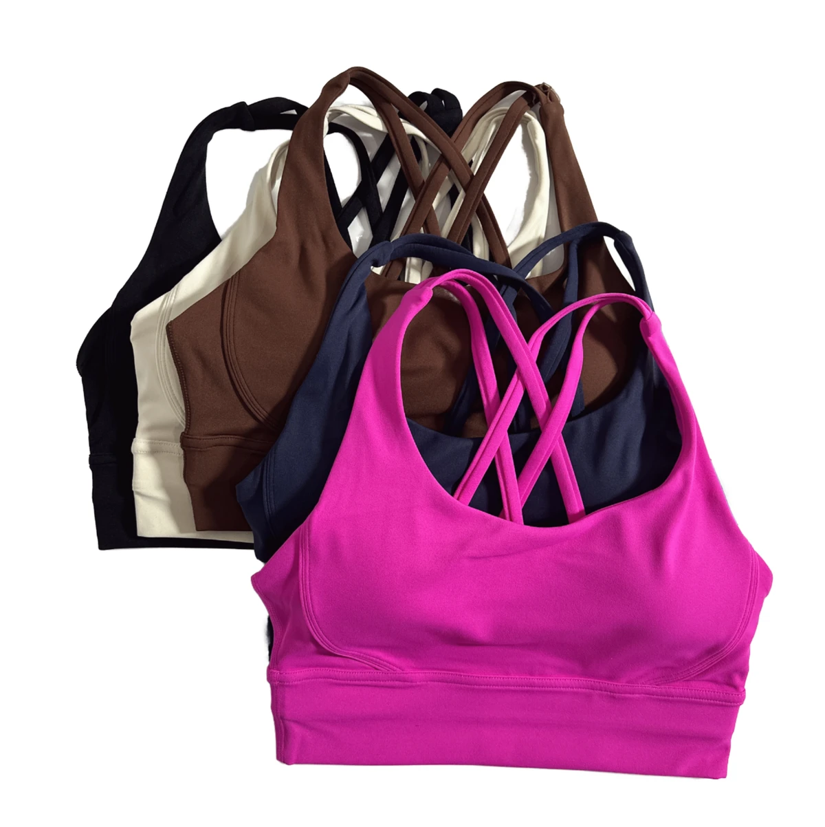 Women's Solid Color Yoga Sport Bra Active Wear Anti-Static Spandex/Nylon Medium Support Strapless Front Logo