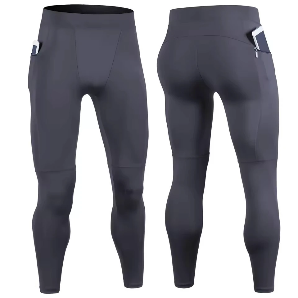 Custom Wholesale Mens Sports Fitness Compression Leggings Anti-Bacterial Quick Dry Breathable Elastic Waist for Running