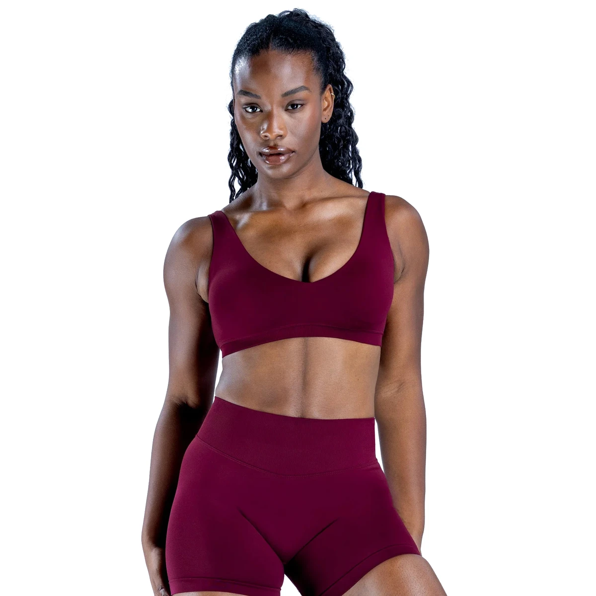 U-Back Push up Sports Bra for Women-Breathable Four-Way Stretch Lightweight High Support Yoga Fitness Top with Front Logo