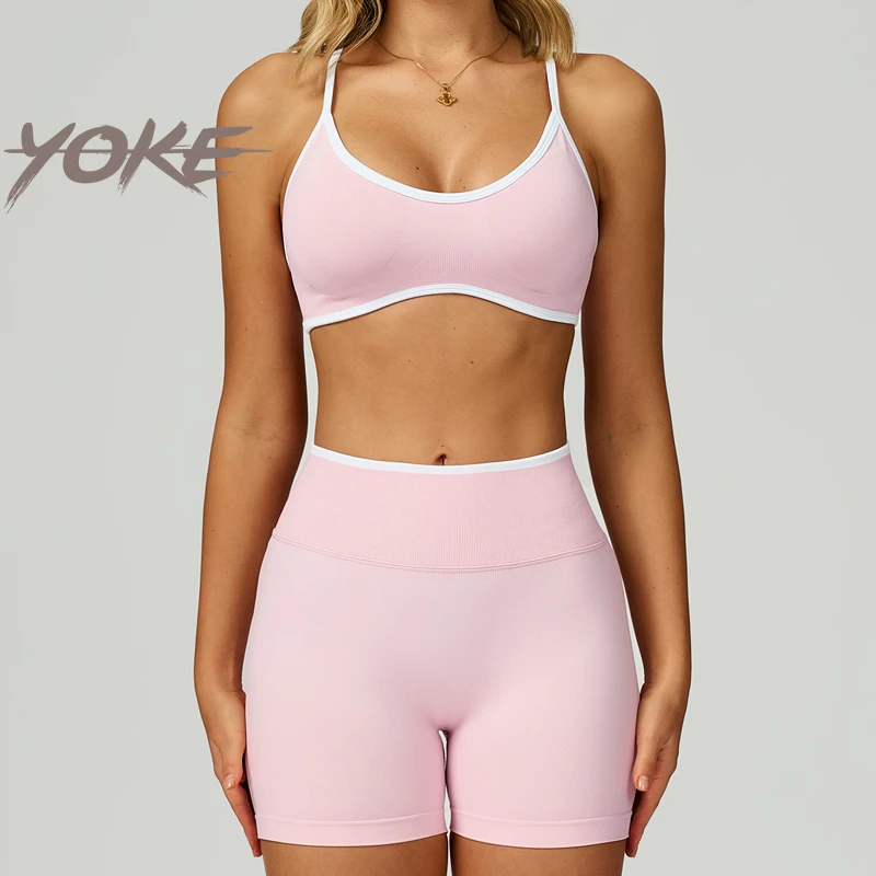 Fashion Gym High Waist Fitness Sets Moisture Wicking Good Elasticity And Durability Spandex And Nylon Fitness Set For Women