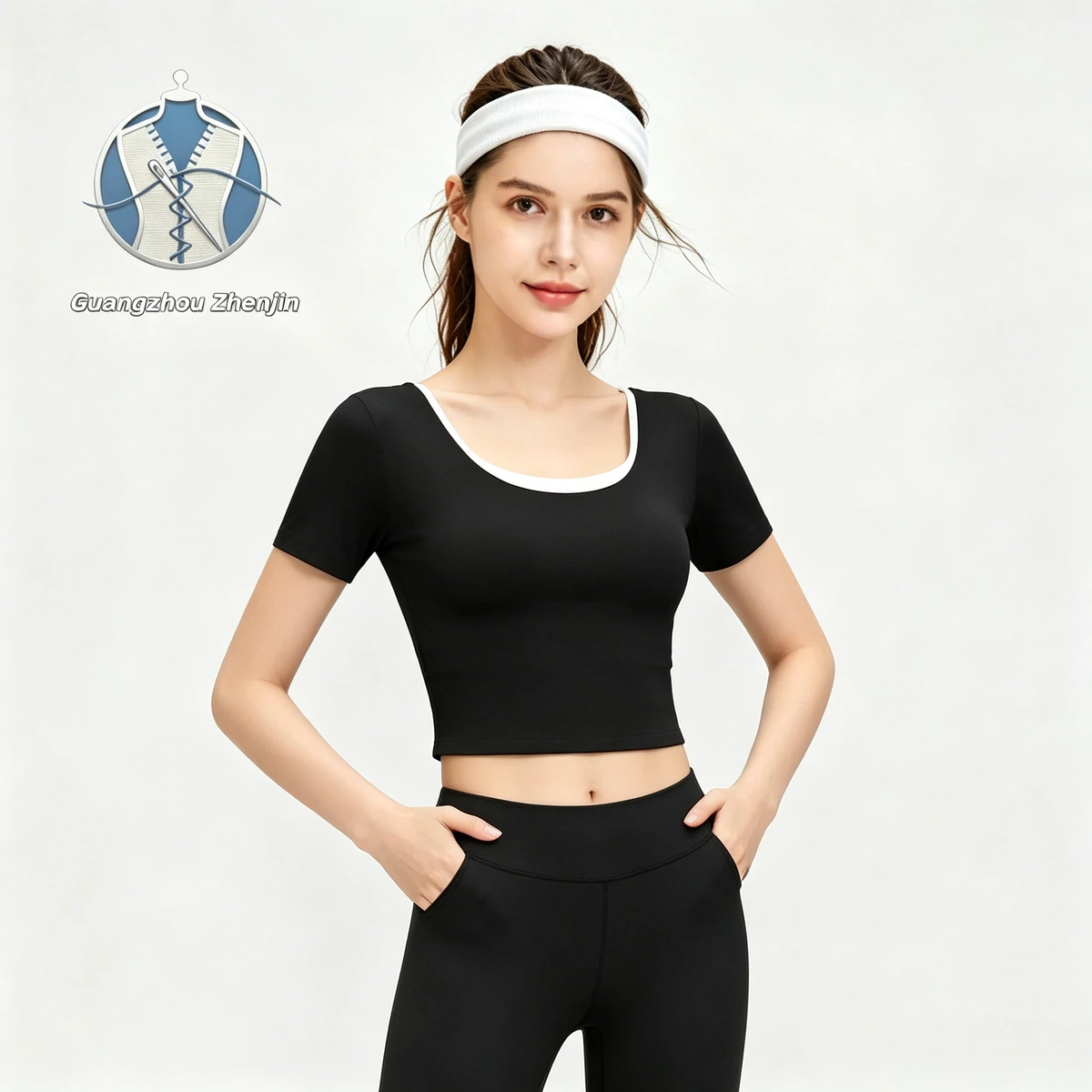 Summer Quick-drying Sports Yoga Short-sleeved Women's Top With Peach Butterfly Straps, Bra Pads, Fitness Running Training.