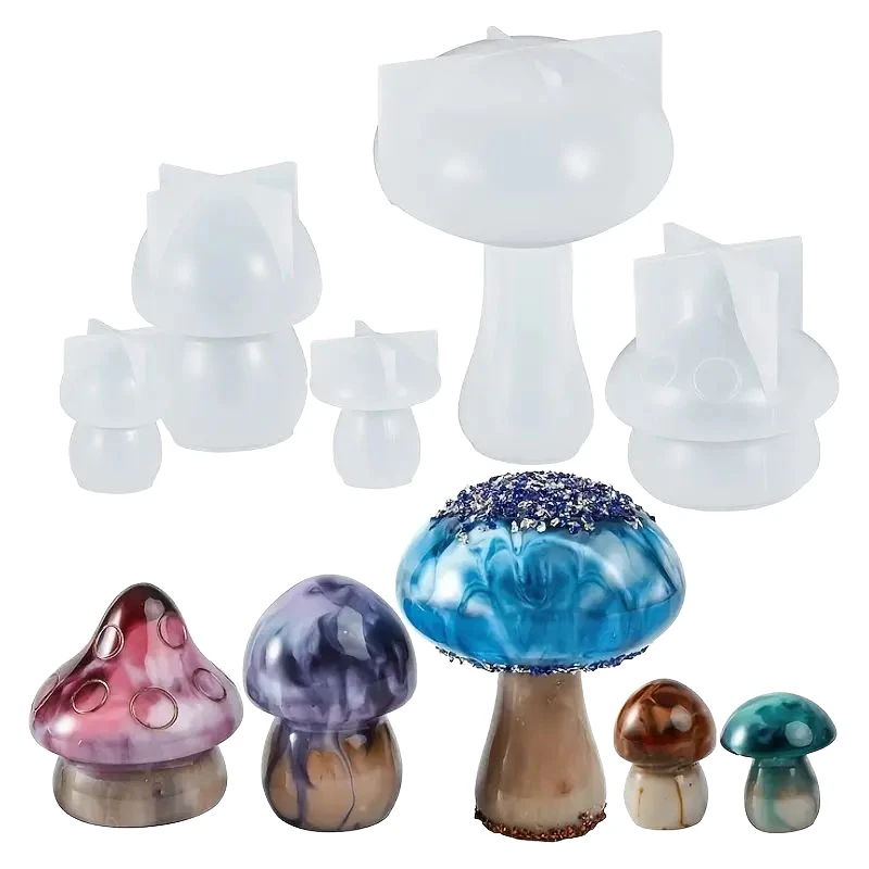 Handmade 7pcs Mushroom Resin Molds Set 7 Different Sizes Silicone Molds for Epoxy Resin Casting for Home Decors and Cake Tools