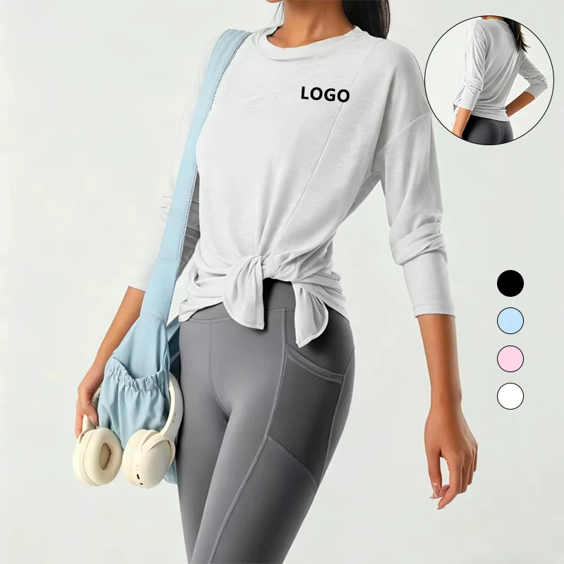 Women's Yoga Clothing 2-Piece Set Loose Slimming Quick-drying Breathable Long-sleeve Professional Training Fitness Sports