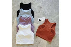 LULU Yoga Vest Women's New Arrival Crew Neck Tank Top Spandex/Nylon Quick Dry Chest Pads High Intensity Gathering Controlling