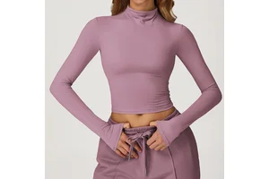 Best-selling Slimming High-neck Short Top Yoga Wear Exposed Waist Quick-drying Breathable Elastic Large Size Fitness Daily Wear
