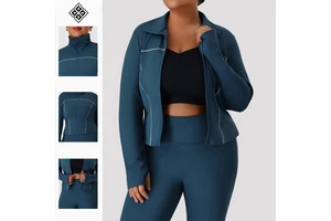 New Sportswear XL-4XL Slim Fit Oversized Long-sleeved Yoga Jacket Outdoor Running Top Fitness Gym Apparel for Women